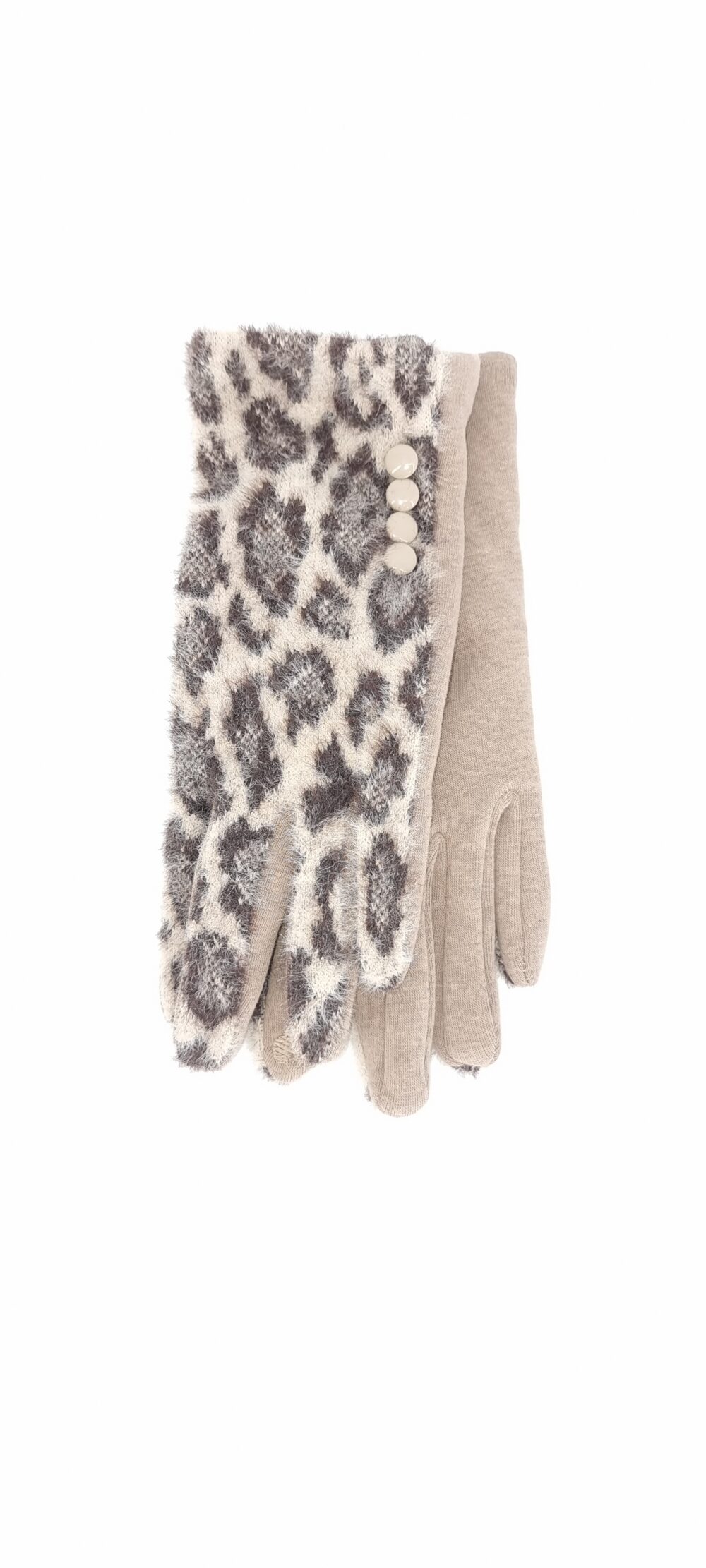 Γάντια με animal print μοτίβο μπεζ μαύρο