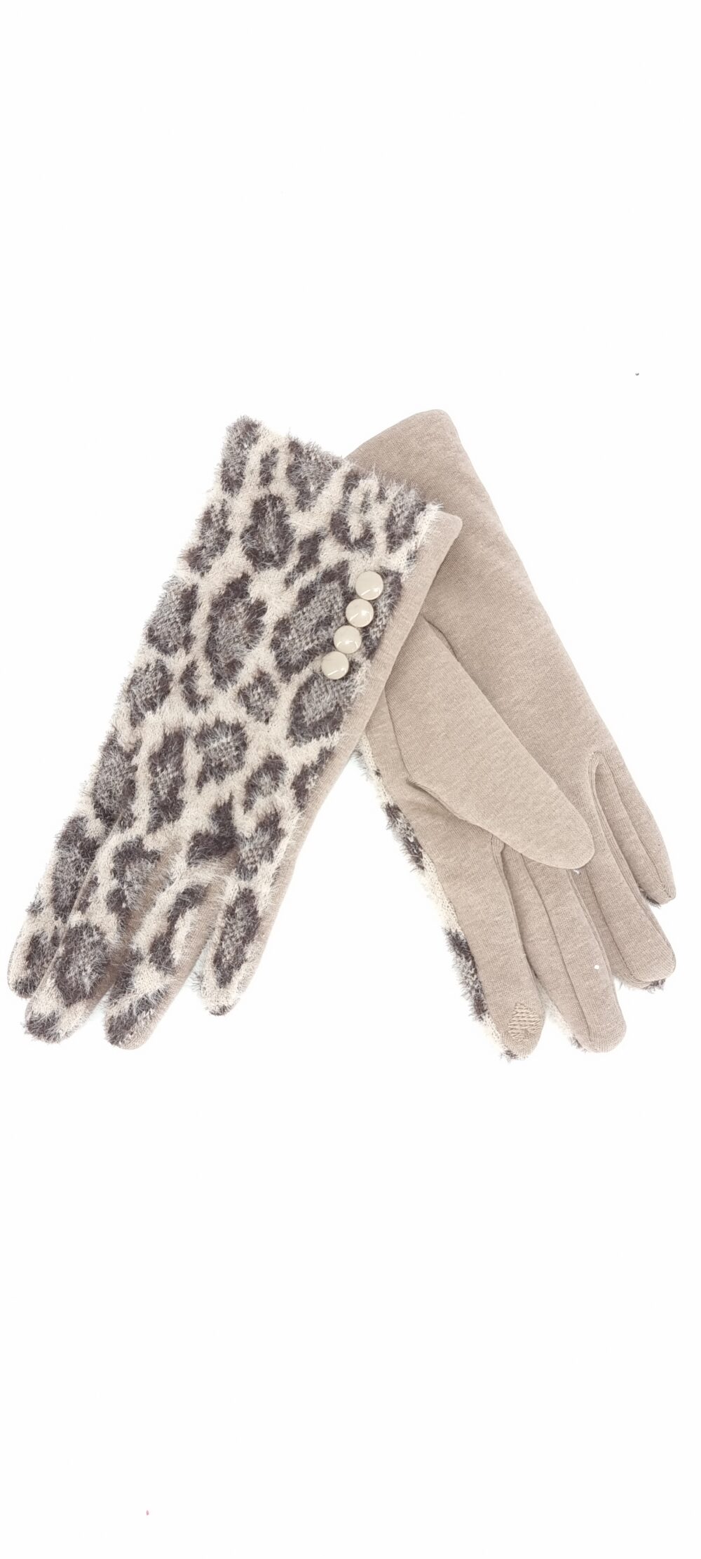 Γάντια με animal print μοτίβο μπεζ μαύρο