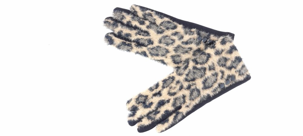 Γάντια με animal print μοτίβο καφέ μαύρο