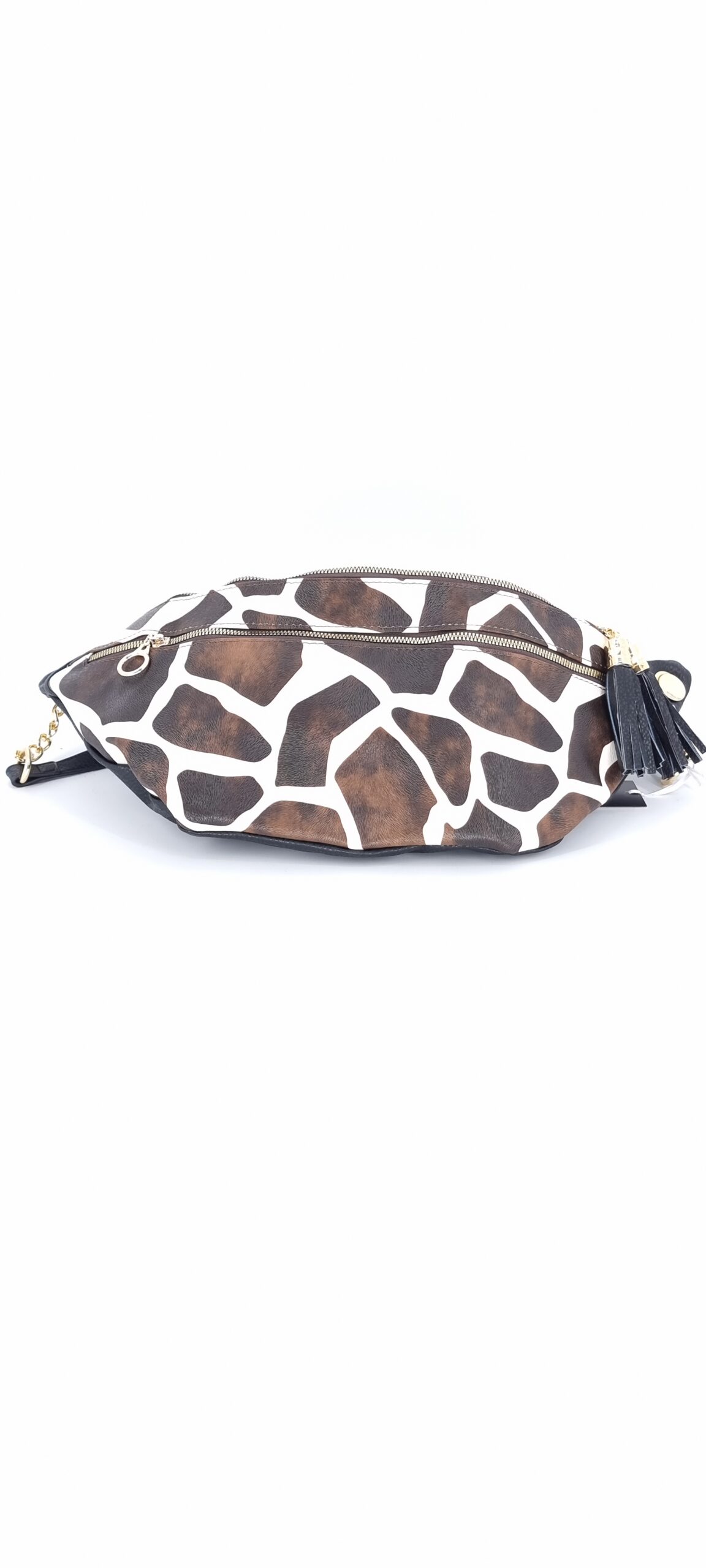 Τσαντάκι μέσης μεγάλο animal print άσπρο καφέ