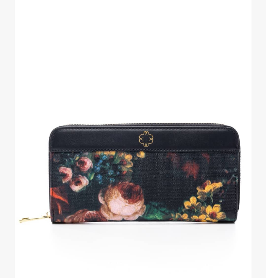 Πορτοφόλι φλοράλ σε συνδυασμό με μαύρο veta bags accesories